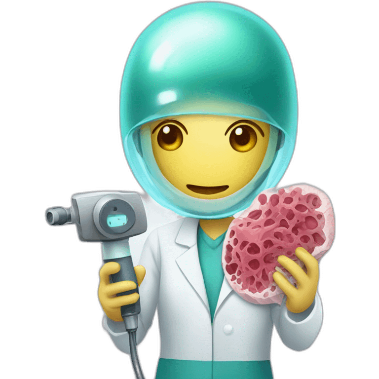 bot in medical pathology lab holding a biopsy tissue emoji