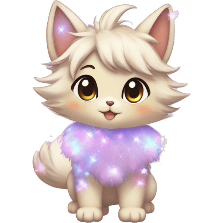 Anthro Cute Fluffy Gorgeous Petite Shiny Colorful Pastel Glitter Sparkle Stars Anime Chibi Fantasy-Animal-Fakémon-Pokémon-Hybrid Fur Sona Aesthetic Trending Style Full Body emoji