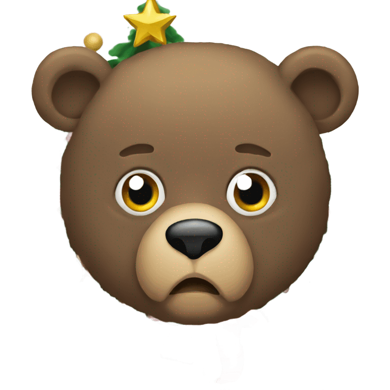 A bear infront of the Christmas tree but he is evil emoji