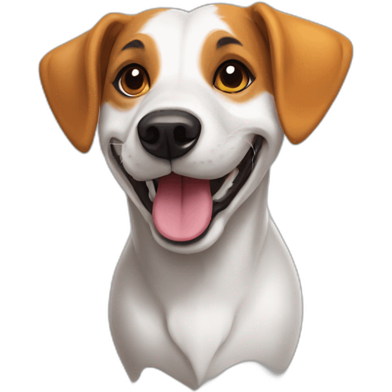 happy old beagle jack russell mix dog with pumpkin emoji