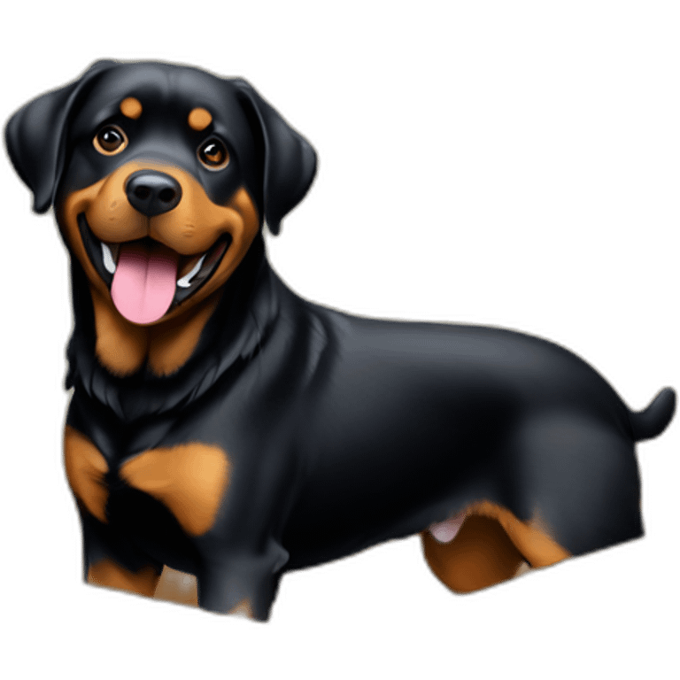 A Rottweiller playing with a golden retriever in box emoji