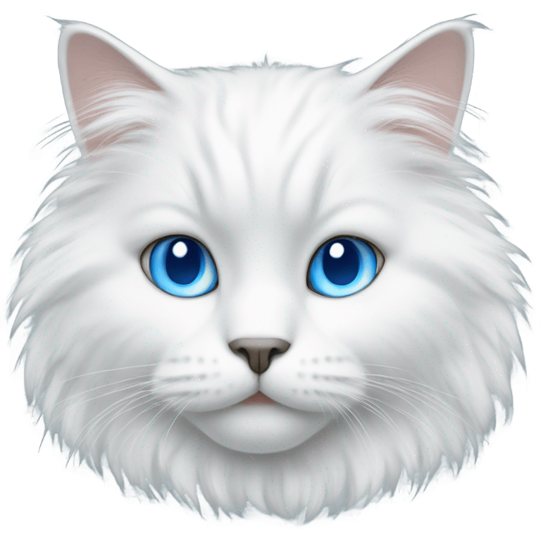 fluffy white cat with blue eyes  emoji