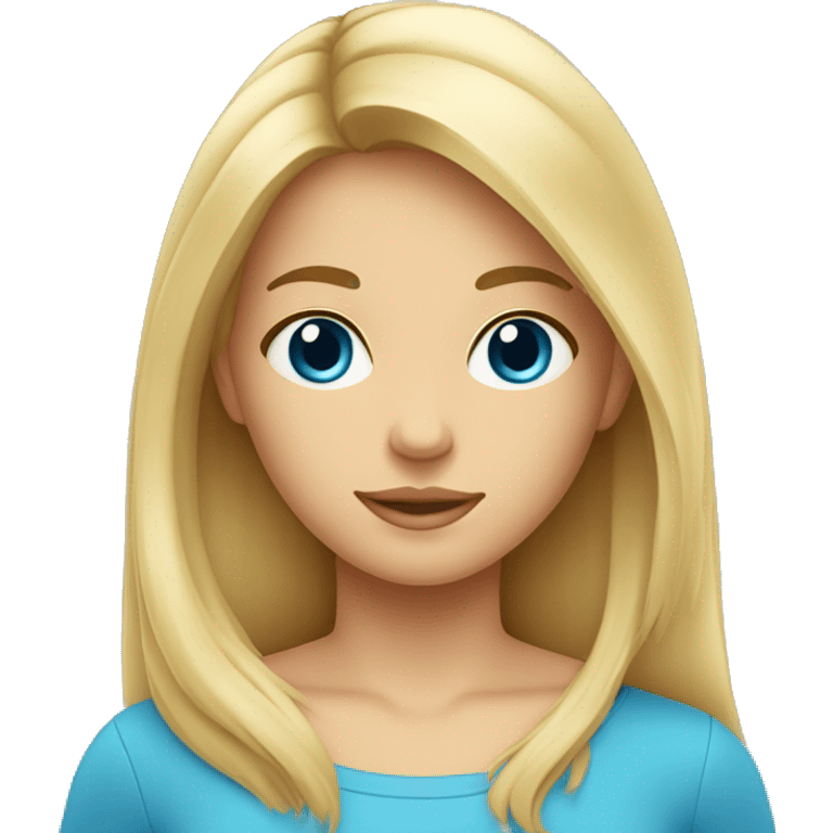 Fille au cheveux blond et long avec les yeux bleus  emoji