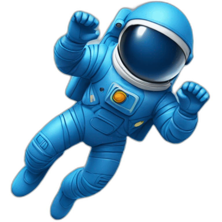 blue spaceman in a blue suit flying emoji