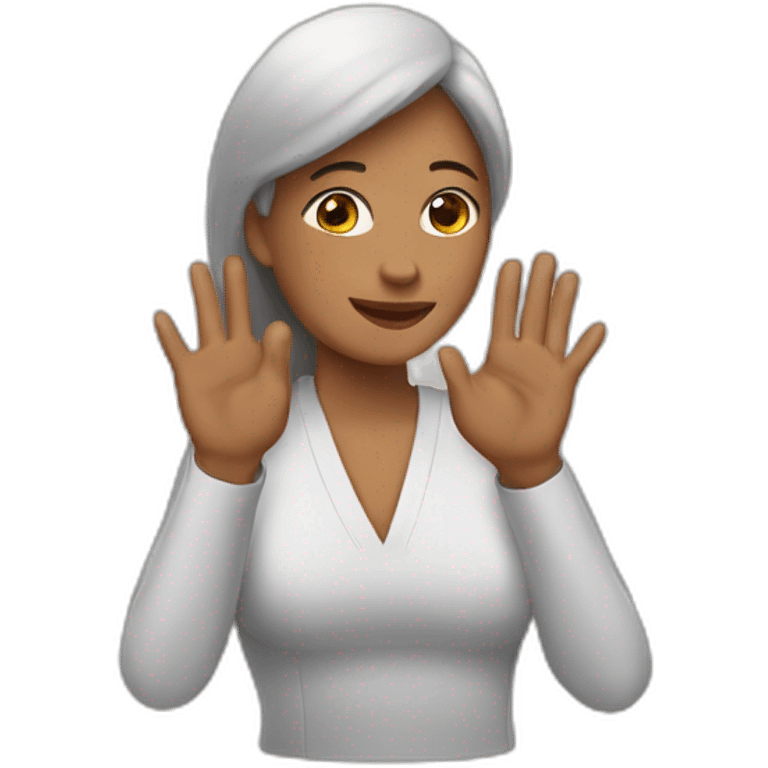 Mujer morocha con la mano emoji