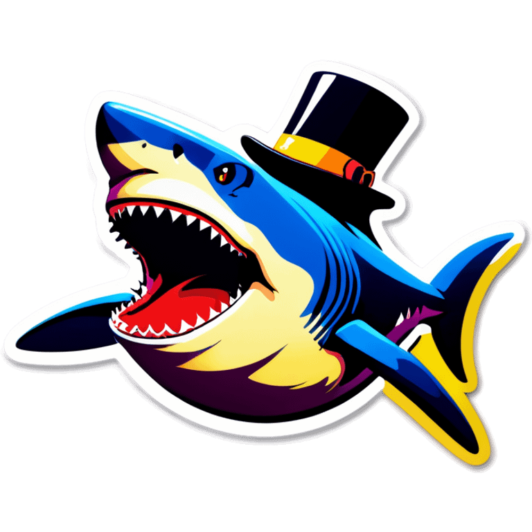 Shark with a top hat emoji