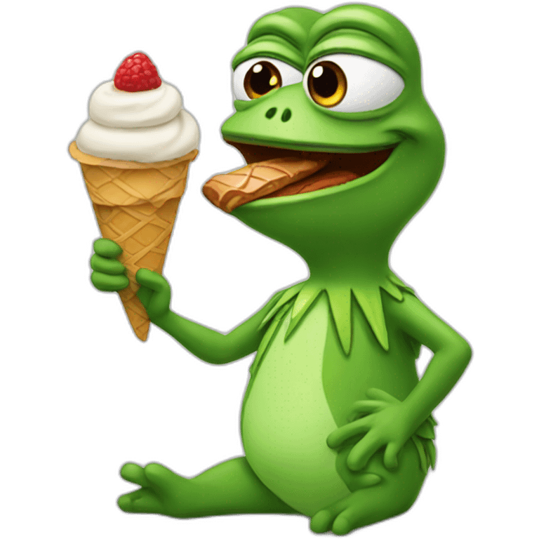 Pepe eating ice cream emoji