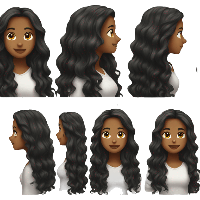 Girl pretty with long black wavy hair in her teens emoji