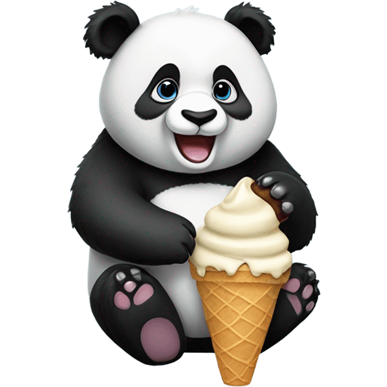 Panda eating ice cream emoji