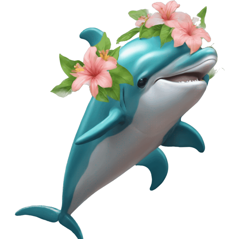 Dolphins wearing flowers emoji