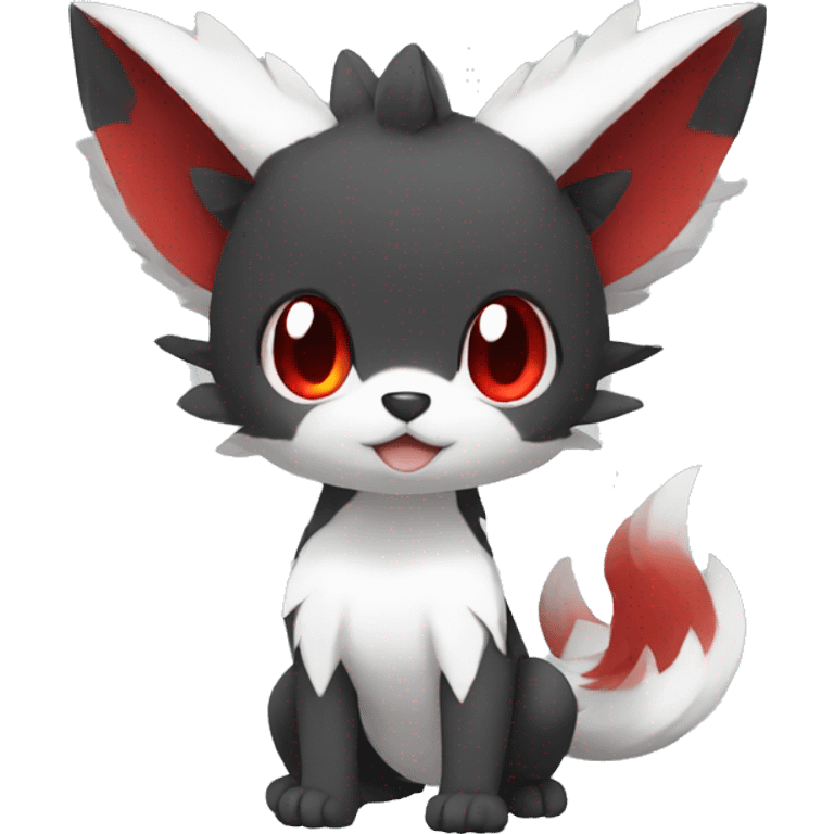 Cute cool black red white animal hybrid Fakemon full body emoji