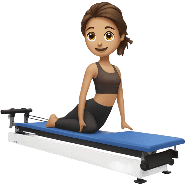 A brown hair girl doing Pilates reformer  emoji