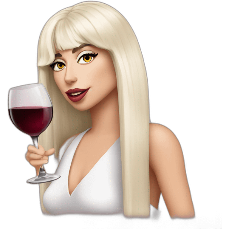 Lady Gaga drinking wine emoji