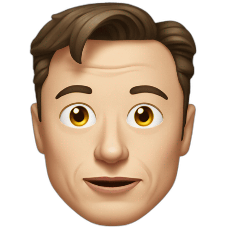 elon musk with an unsettlingly warped face emoji