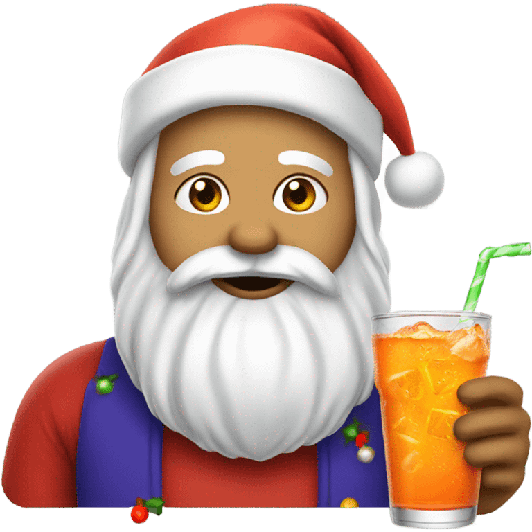 Santa drinking a fanta emoji