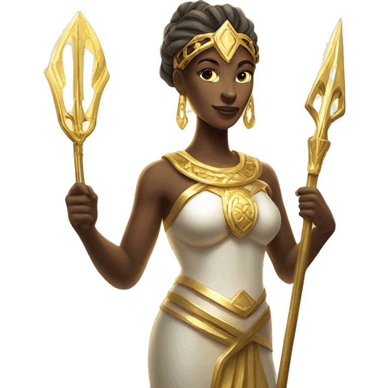 Supreme goddess in luminous bright light holding a trident emoji