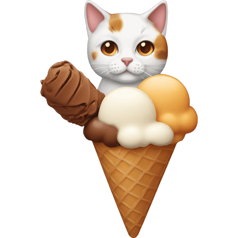 Icecream with calico cat emoji