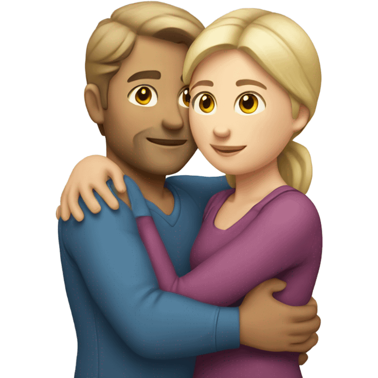 Caucasian Man and woman hugging  emoji