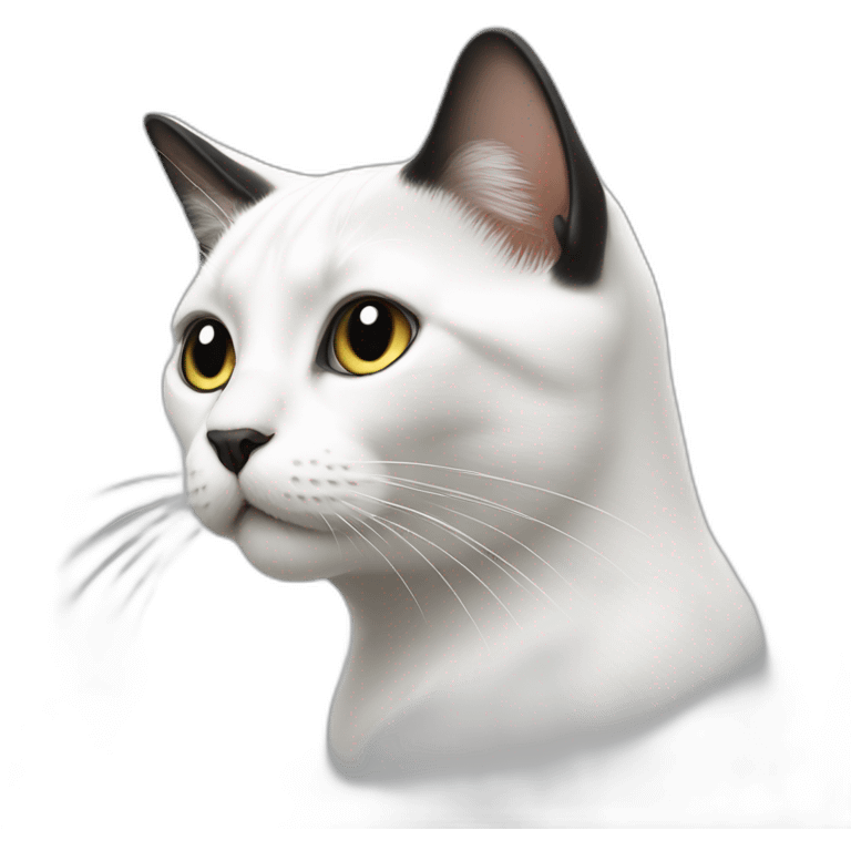 White cat with black dot on head emoji