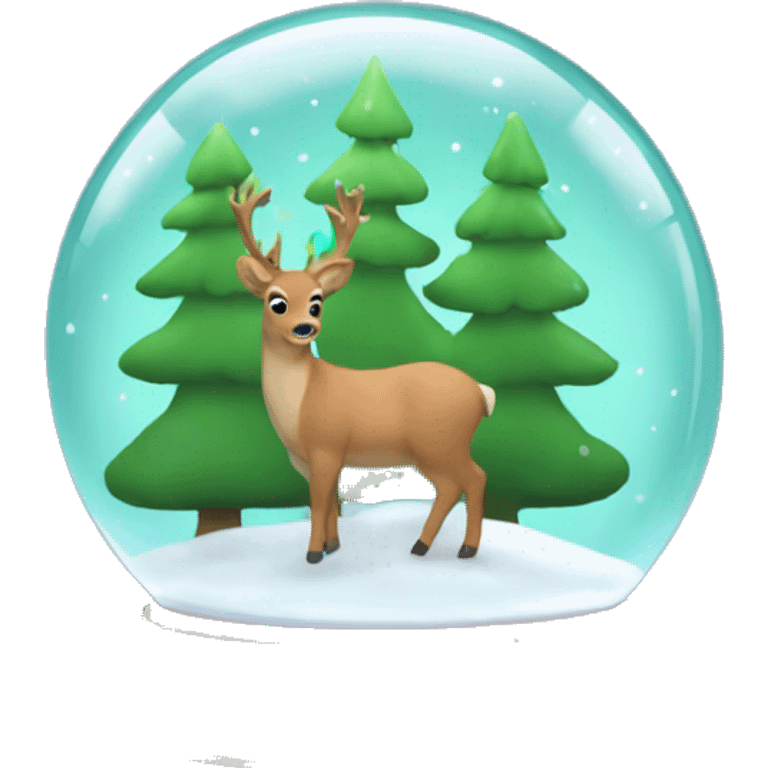 snow globe, deer, trees, Chroma key background  emoji