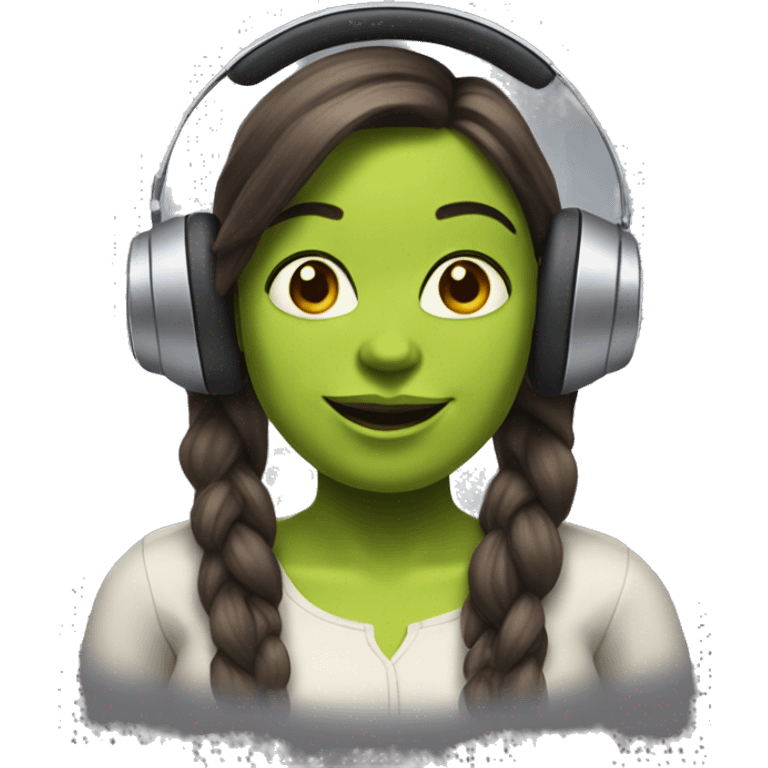 can you make shrek as a good looking woman with a computer and headphones on emoji