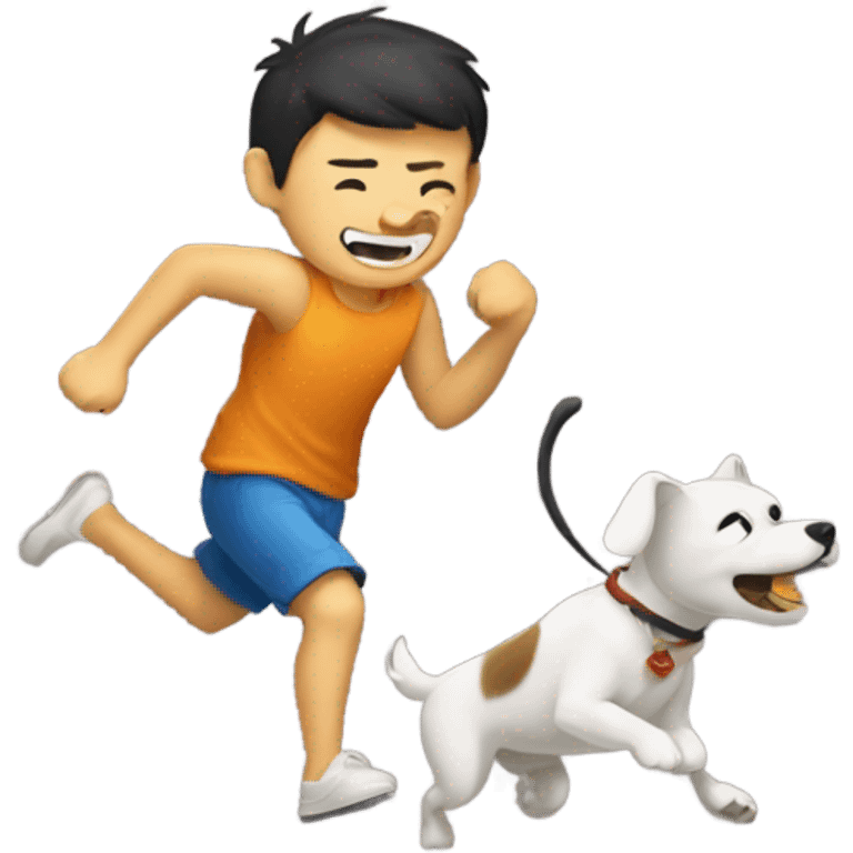 Chinese guy chasing a dog  emoji