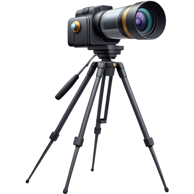 Create an emoji for video recording. Show a  single lens video camera on tripod, symbolizing the act of filming. Use modern, professional colors. Do not include any emojis or smiley faces. Make the background transparent. emoji