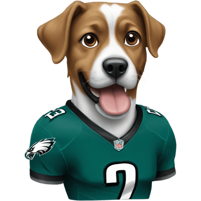 Dog wearing Philadelphia Eagles  emoji