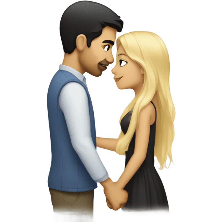 Dark hair Guy kissing blonde girl emoji