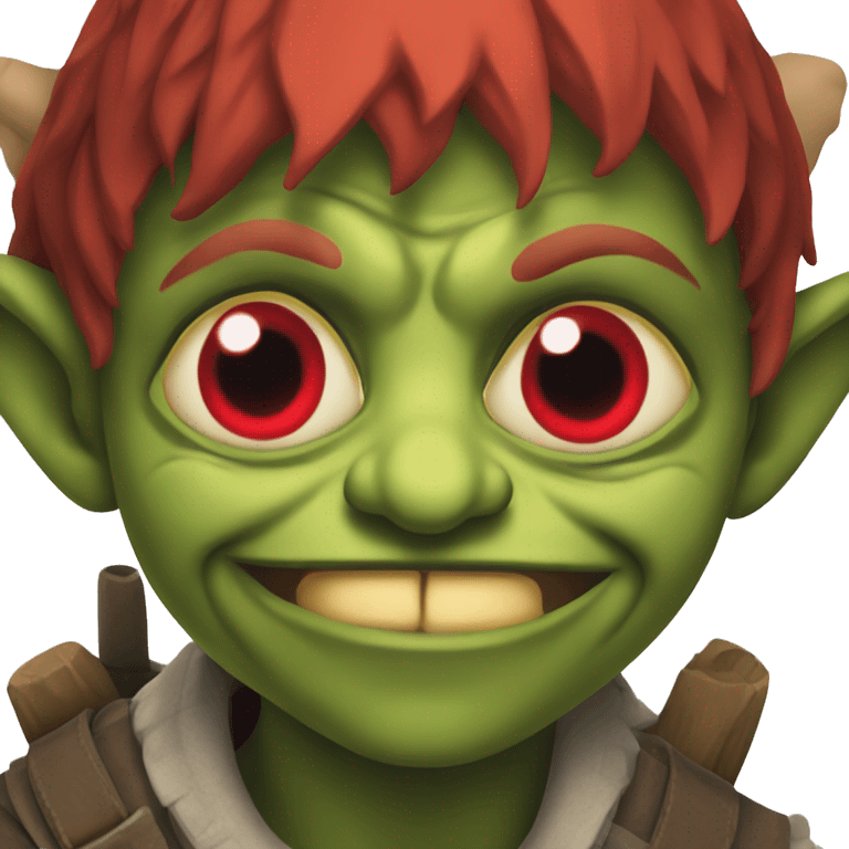 Goblin with red squinty eyes emoji