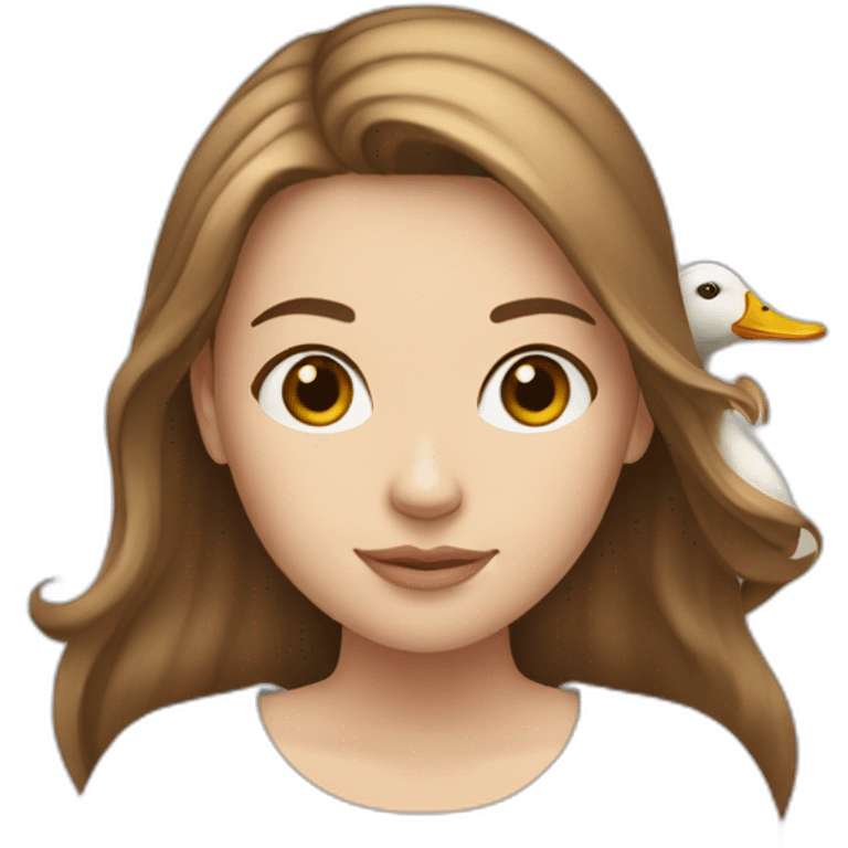 white girl with brown hairs holds a duck emoji