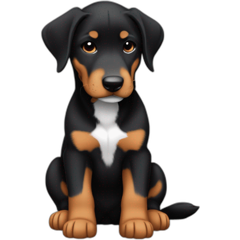 Sleeping black and brown beauceron puppy with white chest and chin emoji