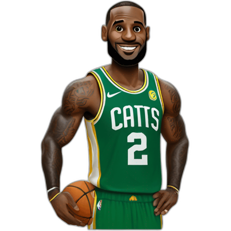 Lebron james with a green jersey emoji