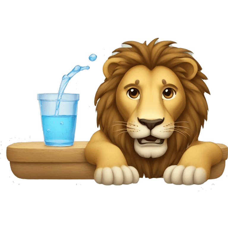 lion with cup of water emoji