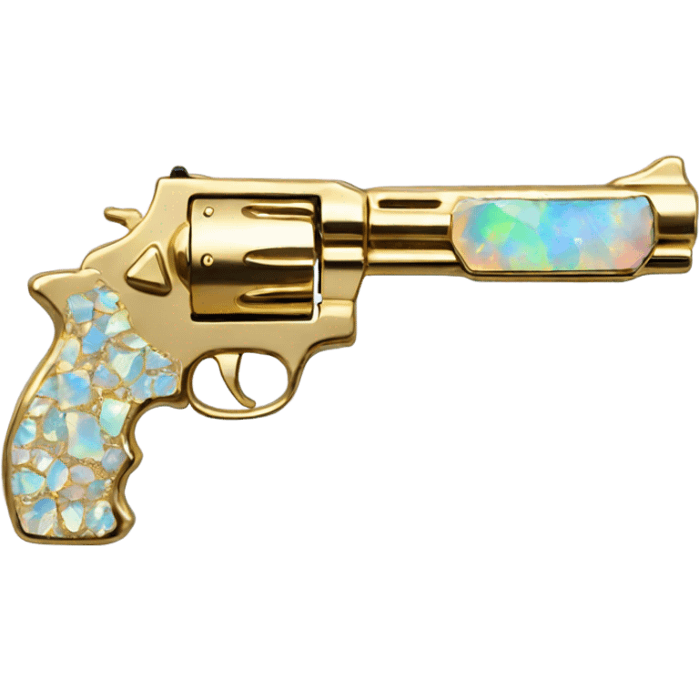 opal crystal gemstone covered gold gun emoji