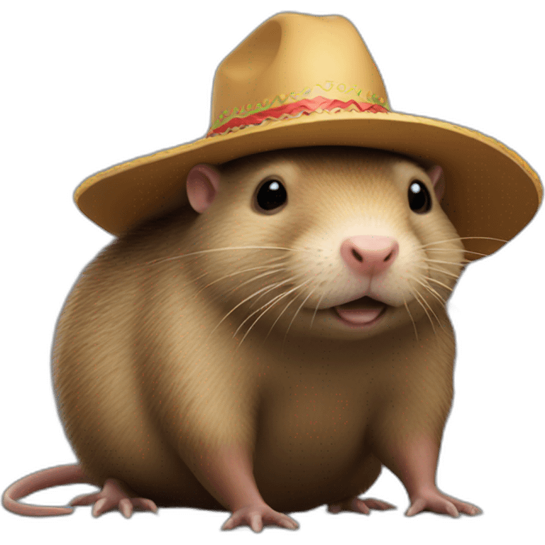 A giant mole rat wearing a sombrero emoji