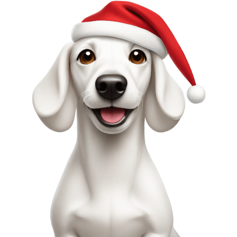 White sausage dog in Santa hat  emoji