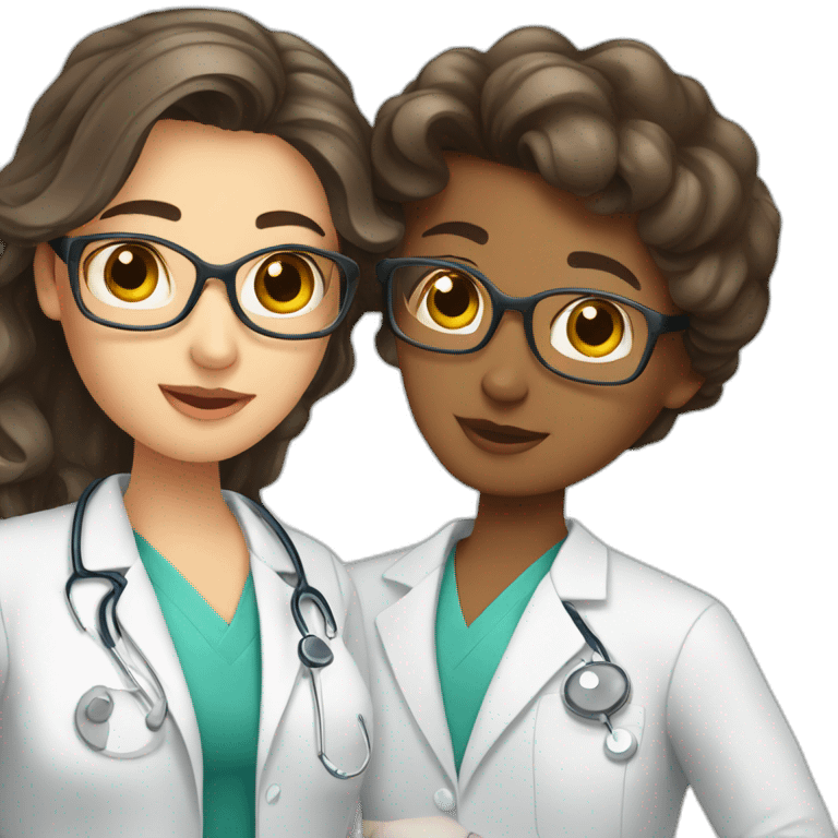 Young Neurologist and gynecologist in love emoji