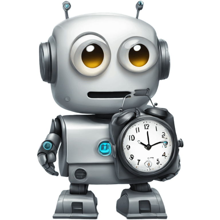 cute robot and a clock emoji