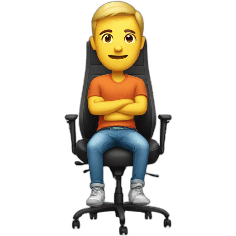 Man sitting in mesh gaming chair emoji