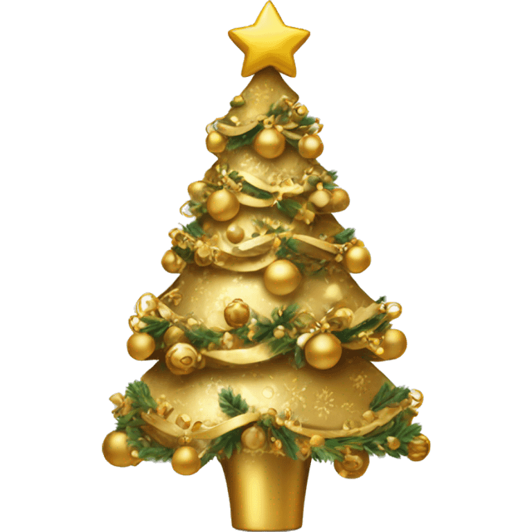 gold decorated christmas tree emoji