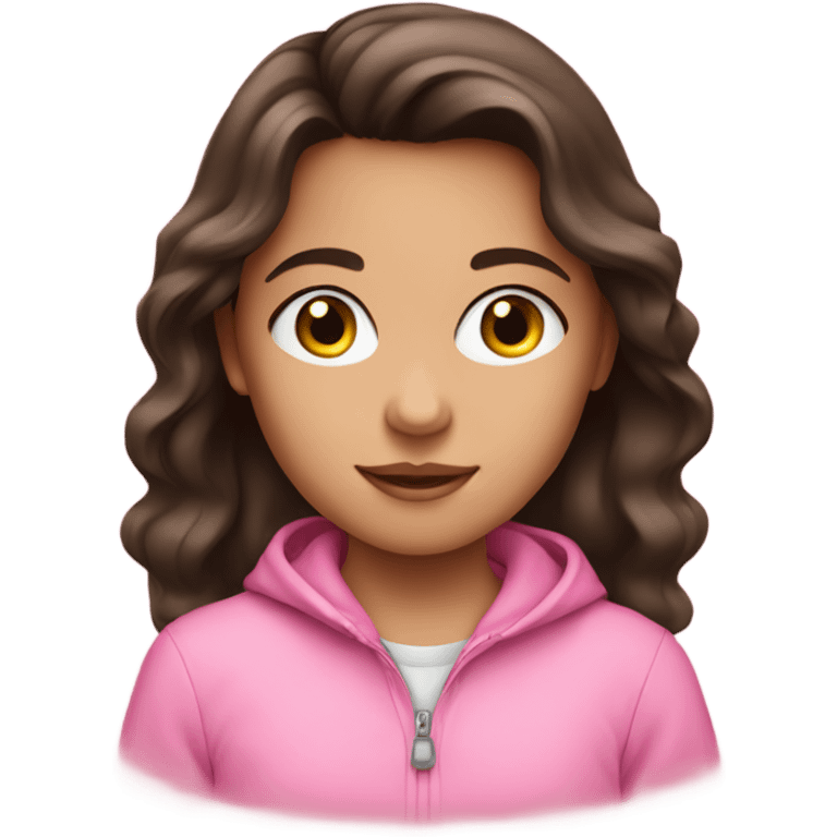 brunette kid girl in pink  emoji