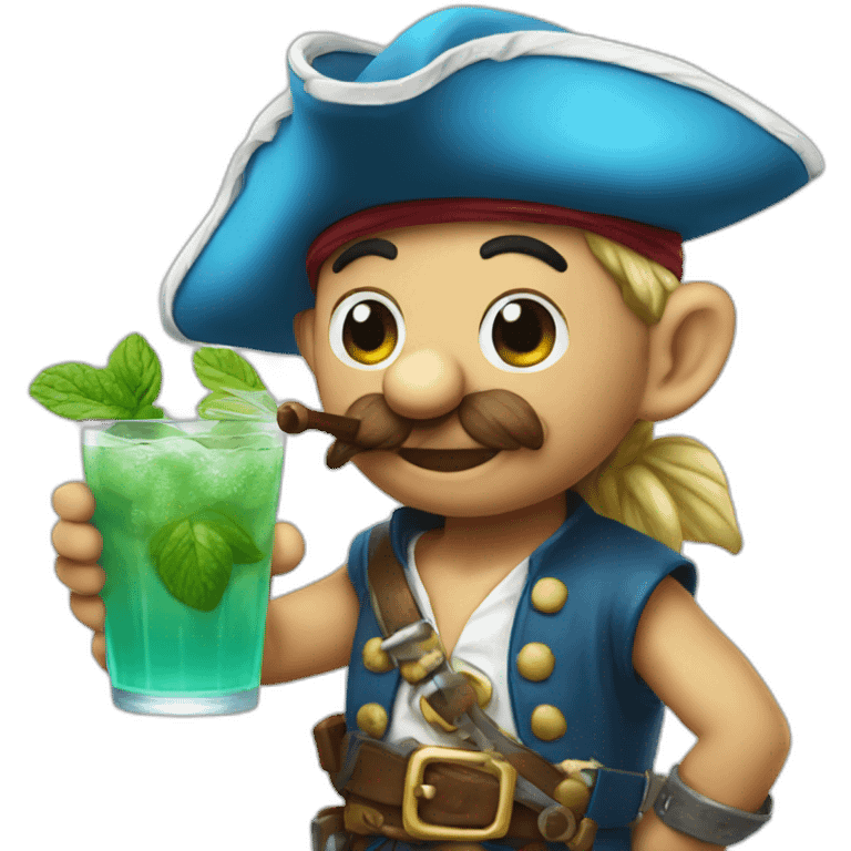 smurf pirate drinking mojito emoji