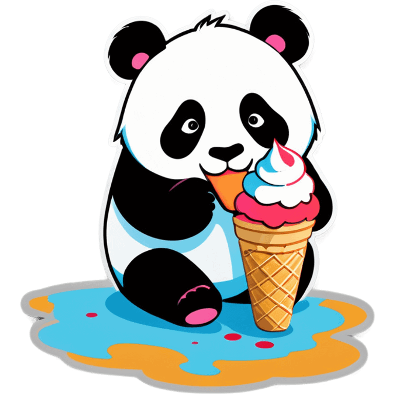 Panda eating ice cream emoji