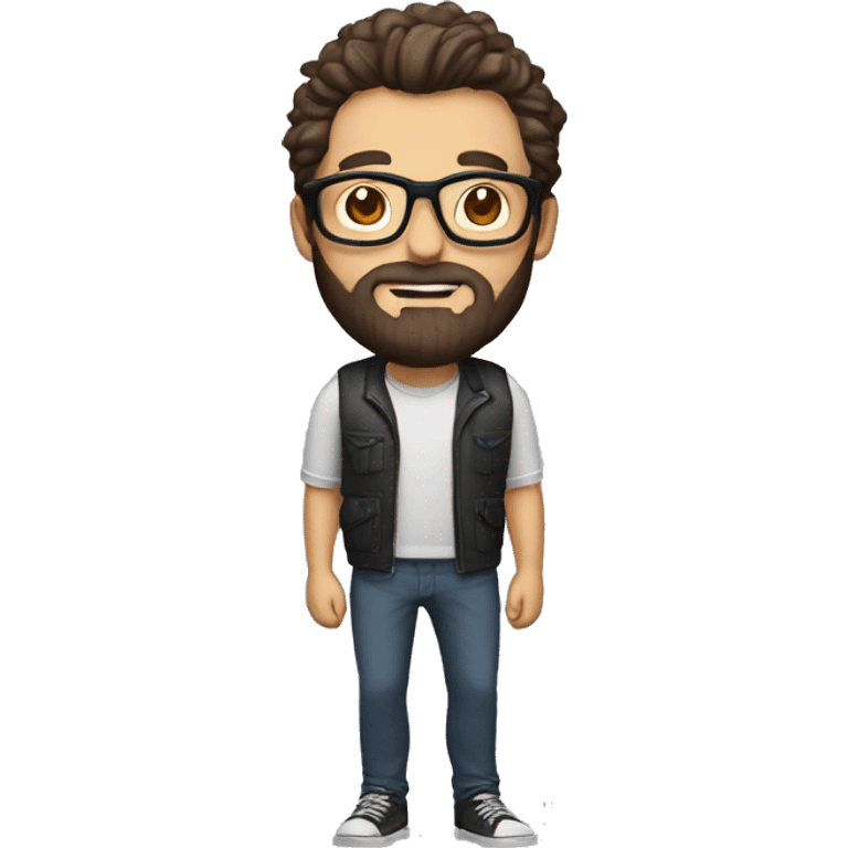 fair man with glasses and beard and cool hairstyle with bat emoji