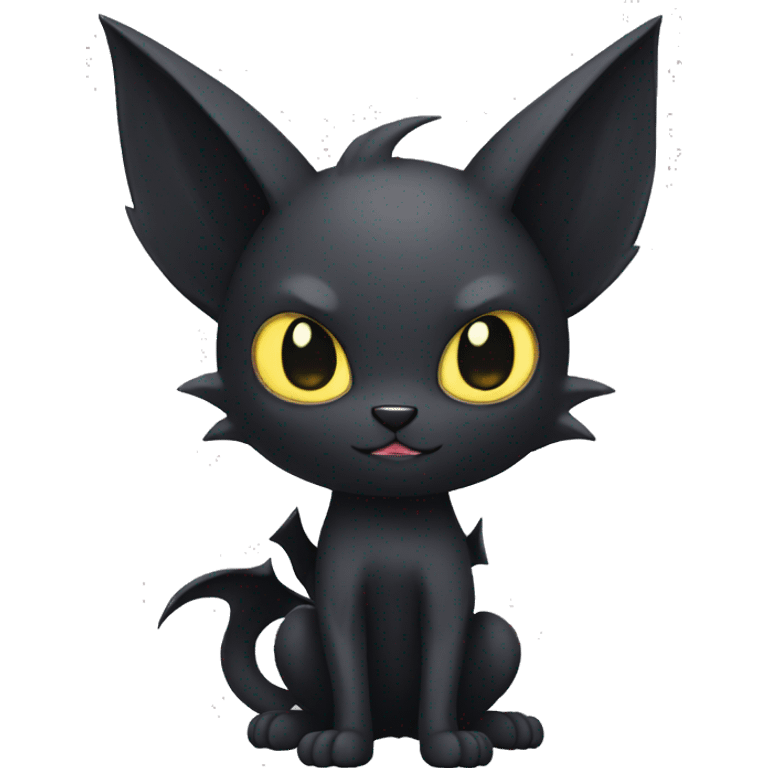 Black edgy bat-cat-Fakemon full-body emoji