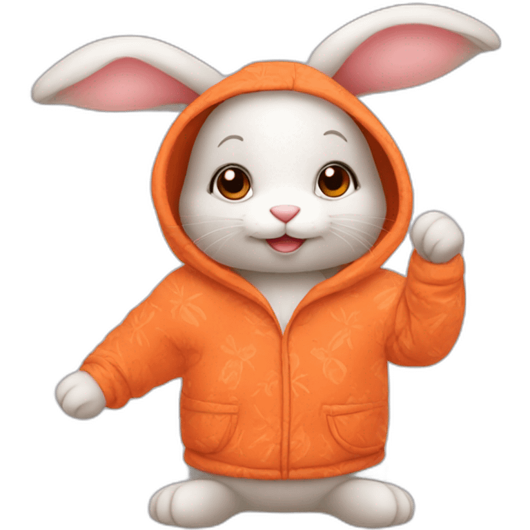 Cute rabbit dressed in carrot pajamas emoji