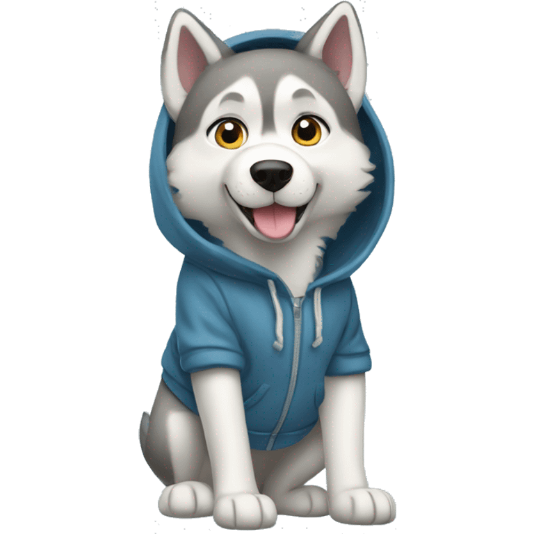 realistic husky full body in a hoody  emoji