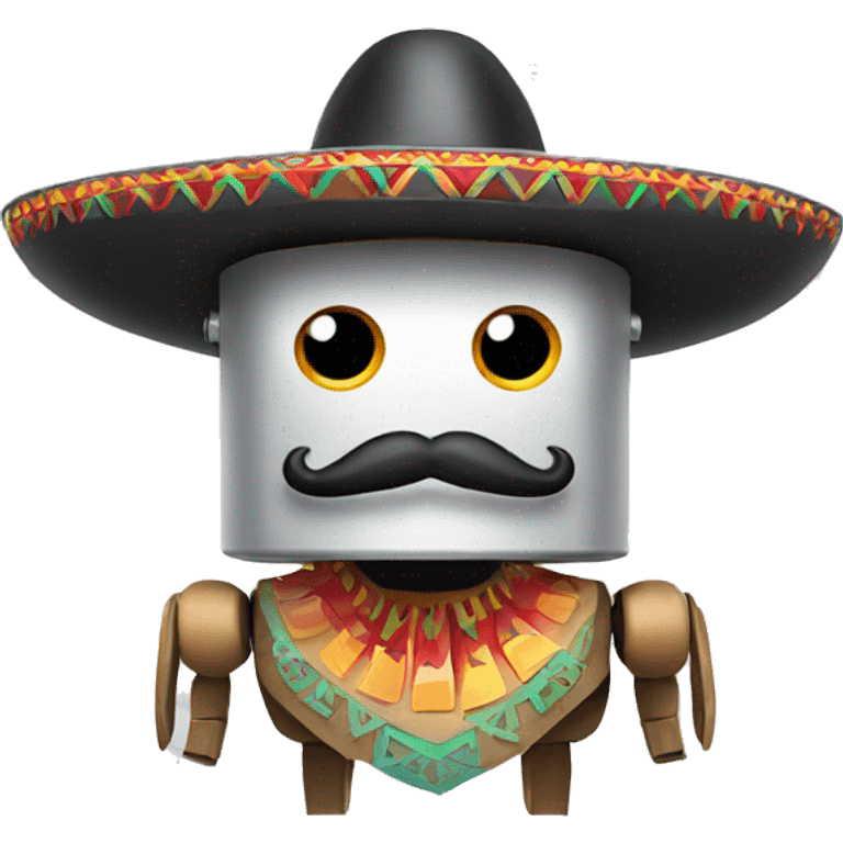 robot with mexican mustache and a mexican hat emoji