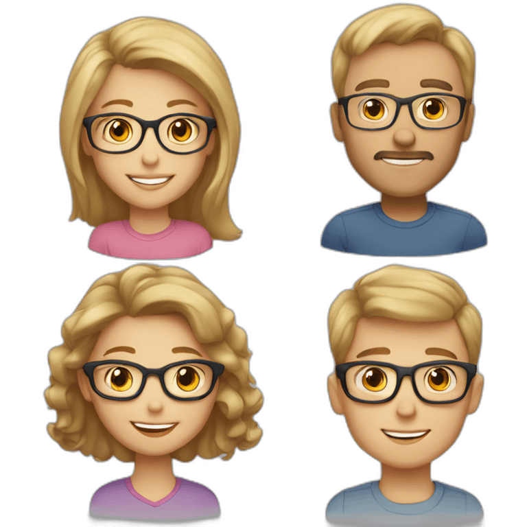 Family of 5 - blonde mom, light brown hair dad with glasses, 8 year old blonde girl with glasses, 4year old light brown hair boy and 1 year old light brown hair girl emoji